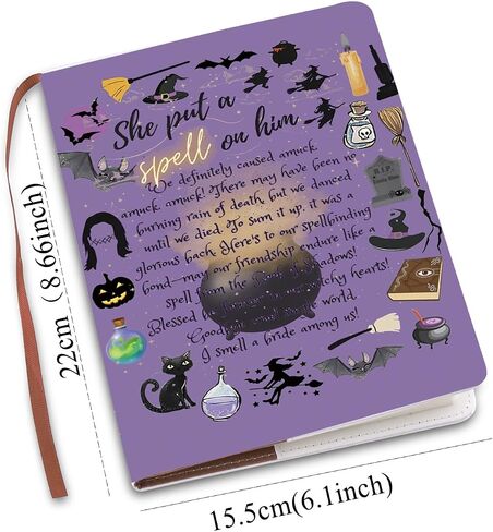 LQri Witch Notebook Movie Movie Parchandise وضعت تعويذة عليه في دفتر جورنال ببضات الهالوين (الأرجواني) in Kuwait