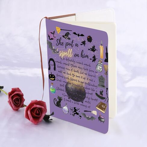 LQri Witch Notebook Movie Movie Parchandise وضعت تعويذة عليه في دفتر جورنال ببضات الهالوين (الأرجواني) in Kuwait