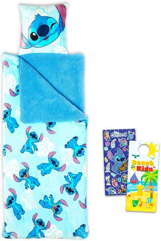 Stitch Sleeping Bag Set - Bundle with 27" x 26" Disney Slumber Bag with Attached Pillow Plus Stickers, More | Lilo and Stitch Camping and Sleepover Supplies in Saudi Arabia