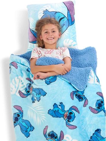 Stitch Sleeping Bag Set - Bundle with 27" x 26" Disney Slumber Bag with Attached Pillow Plus Stickers, More | Lilo and Stitch Camping and Sleepover Supplies in Saudi Arabia