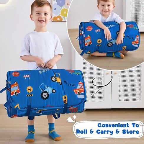 DJY Toddler NAP HAT ، حقيبة سبات للأطفال مع وسادة قابلة للإزالة وبطانية ناعمة ، حصيرة ناعمة مثالية للرعاية النهارية ، مرحلة ما قبل المدرسة ، روضة الأطفال ، السفر in Saudi Arabia
