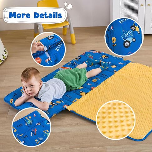 DJY Toddler NAP HAT ، حقيبة سبات للأطفال مع وسادة قابلة للإزالة وبطانية ناعمة ، حصيرة ناعمة مثالية للرعاية النهارية ، مرحلة ما قبل المدرسة ، روضة الأطفال ، السفر in Saudi Arabia