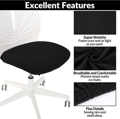 2 Pack Office Chair Covers, Elastic Stretch Computer Chair Seat Slipcovers Universal Fit Removable Washable Protector(Black) in Saudi Arabia