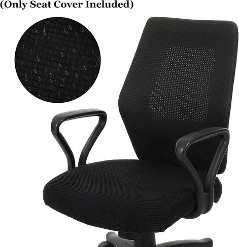 1 PCS Desk Chair Covers Stretchable Gaming Chair Seat Cover Office Chairs Seat Covers Bottom Only Elastic Removable Washable Kitchen Chairs Protective Cover Universal Rotating Seats Slipcover(Black) in Saudi Arabia