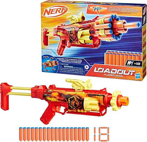 Nerf Loadout FlareFusion Blaster, 3 Interchangeable Attachment Accessories, 18 Nerf N1 Darts, Kids Toys & Gifts, Ages 8+ (Amazon Exclusive) in Saudi Arabia