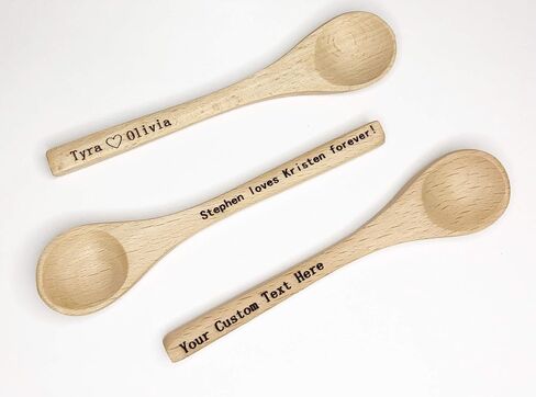 Customized 3D Laser Engraved Personalized Custom Beech Wood Coffee Spoon Birthday Wedding Gift For Him, For Her, For Boys, For Girls in Saudi Arabia
