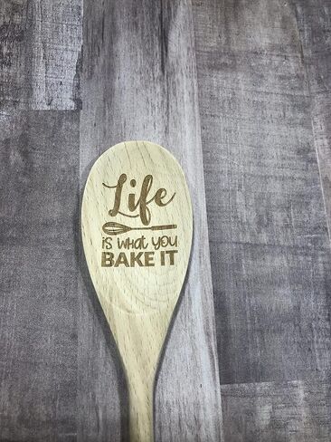 Life is What You Bake It 14" Engraved Wooden Spoon. in Saudi Arabia
