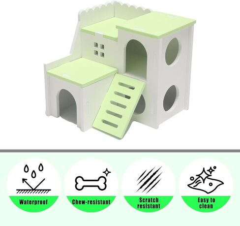 أخضر كبير 6.3 بوصة مغامرات خشبية مريحة - مخبأ مع سلم تسلق للهامستر و gerbils (للحيوانات الأليفة الصغيرة) القوارض in Kuwait