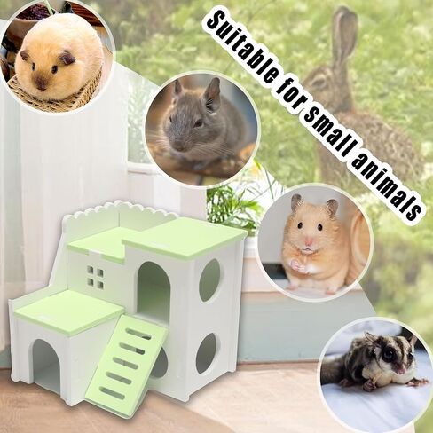 أخضر كبير 6.3 بوصة مغامرات خشبية مريحة - مخبأ مع سلم تسلق للهامستر و gerbils (للحيوانات الأليفة الصغيرة) القوارض in Kuwait