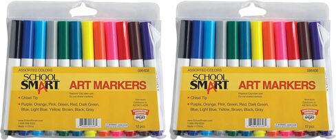 School Smart Art Markers, Chisel Tip, Assorted Colors, Set of 12 in Saudi Arabia