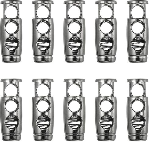 Patikil 10pcs أقفال الحبل المعدني للرسومات ، قفل الحبل الربيعي تبديل سدادة المشبك 2 ثقوب قابلة للتعديل شريط التمرير in Kuwait