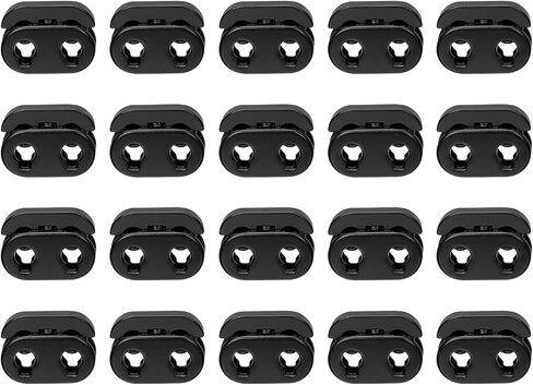 Uxcell Spring Cord Lock End Toggle ، 20pcs ثقب ثقب مزدوج سدادة سدادة ستوينر ، مقطع مقطع للرسومات ، الحذاء ، الحقائب (نغمة فضية ، 15.7x11.8mm) in Kuwait