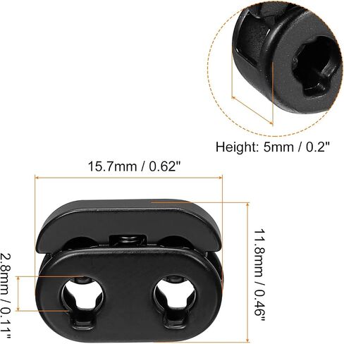 Uxcell Spring Cord Lock End Toggle ، 20pcs ثقب ثقب مزدوج سدادة سدادة ستوينر ، مقطع مقطع للرسومات ، الحذاء ، الحقائب (نغمة فضية ، 15.7x11.8mm) in Kuwait