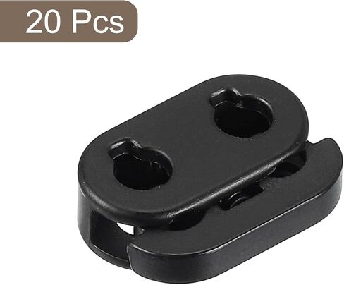 Uxcell Spring Cord Lock End Toggle ، 20pcs ثقب ثقب مزدوج سدادة سدادة ستوينر ، مقطع مقطع للرسومات ، الحذاء ، الحقائب (نغمة فضية ، 15.7x11.8mm) in Kuwait