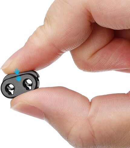 Uxcell Spring Cord Lock End Toggle ، 20pcs ثقب ثقب مزدوج سدادة سدادة ستوينر ، مقطع مقطع للرسومات ، الحذاء ، الحقائب (نغمة فضية ، 15.7x11.8mm) in Kuwait