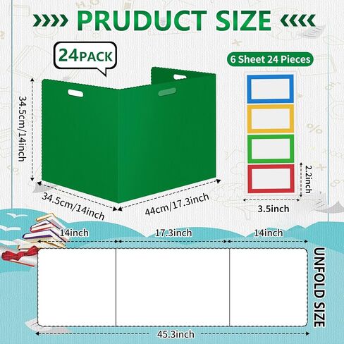 24 Pcs Desk Dividers for Students 14 × 17.5 × 14 Inch Plastic Durable and Waterproof Privacy Folders Shields Test Dividers with Classroom Privacy Boards for School Study Supplies(Blue) in Kuwait