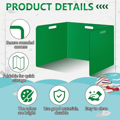 24 Pcs Desk Dividers for Students 14 × 17.5 × 14 Inch Plastic Durable and Waterproof Privacy Folders Shields Test Dividers with Classroom Privacy Boards for School Study Supplies(Blue) in Kuwait