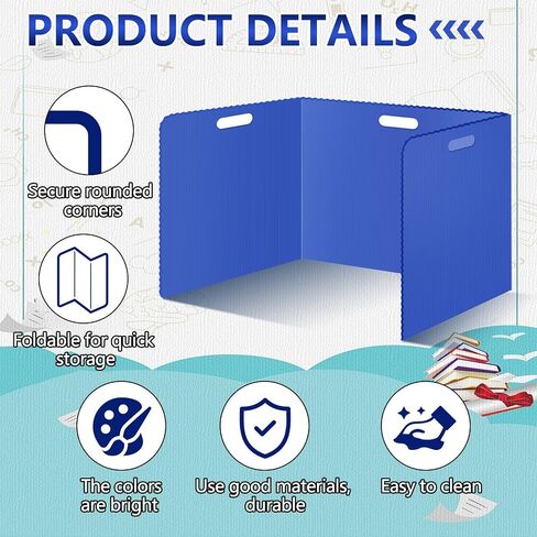 24 Pcs Desk Dividers for Students 14 × 17.5 × 14 Inch Plastic Durable and Waterproof Privacy Folders Shields Test Dividers with Classroom Privacy Boards for School Study Supplies(Blue) in Kuwait