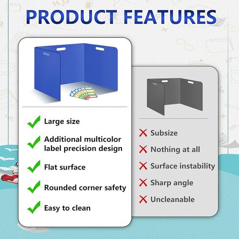 24 Pcs Desk Dividers for Students 14 × 17.5 × 14 Inch Plastic Durable and Waterproof Privacy Folders Shields Test Dividers with Classroom Privacy Boards for School Study Supplies(Blue) in Kuwait