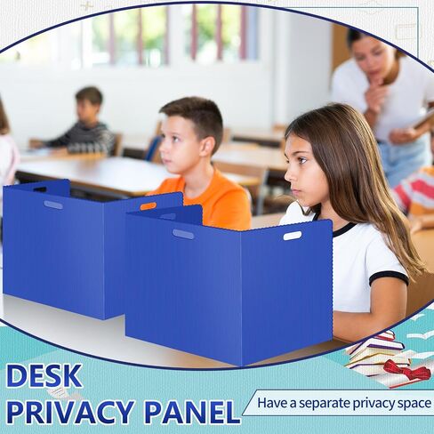 24 Pcs Desk Dividers for Students 14 × 17.5 × 14 Inch Plastic Durable and Waterproof Privacy Folders Shields Test Dividers with Classroom Privacy Boards for School Study Supplies(Blue) in Kuwait