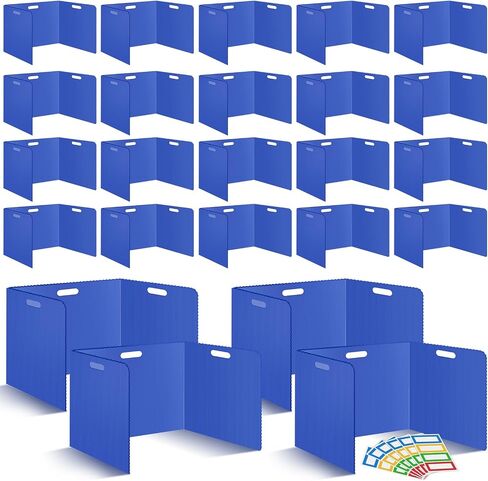 24 Pcs Desk Dividers for Students 14 × 17.5 × 14 Inch Plastic Durable and Waterproof Privacy Folders Shields Test Dividers with Classroom Privacy Boards for School Study Supplies(Blue) in Kuwait