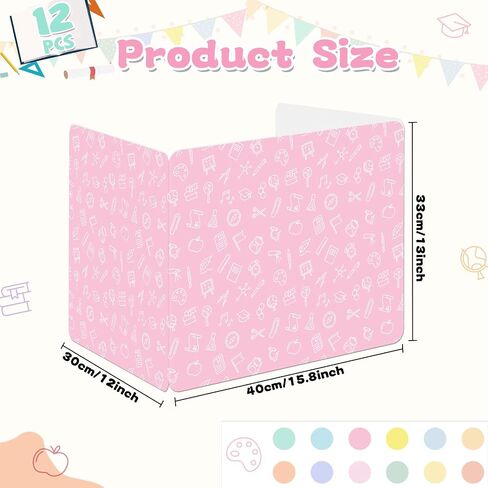 GISGFIM 12 Pack Privacy Shields للطالب في 12 ألوان الباستيل مقاطعات المكتب مجلدات خصوصية متينة اختبار مقسمات درع لوحات الدراسات التقسيم لمدرس الفصول الدراسية العودة إلى اللوازم المدرسية in Kuwait
