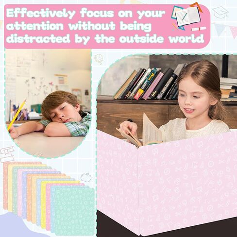 GISGFIM 12 Pack Privacy Shields للطالب في 12 ألوان الباستيل مقاطعات المكتب مجلدات خصوصية متينة اختبار مقسمات درع لوحات الدراسات التقسيم لمدرس الفصول الدراسية العودة إلى اللوازم المدرسية in Kuwait