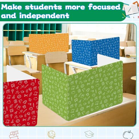 GISGFIM 12 Pack Privacy Shields للطالب في 12 ألوان الباستيل مقاطعات المكتب مجلدات خصوصية متينة اختبار مقسمات درع لوحات الدراسات التقسيم لمدرس الفصول الدراسية العودة إلى اللوازم المدرسية in Kuwait