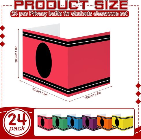 24 PCS لوحات خصوصية للطلاب تلوين موضوع Solid Classroom Divide Dipider Trifold Cardboard Table Bolders Privers for Teacher Student Study Test in Kuwait