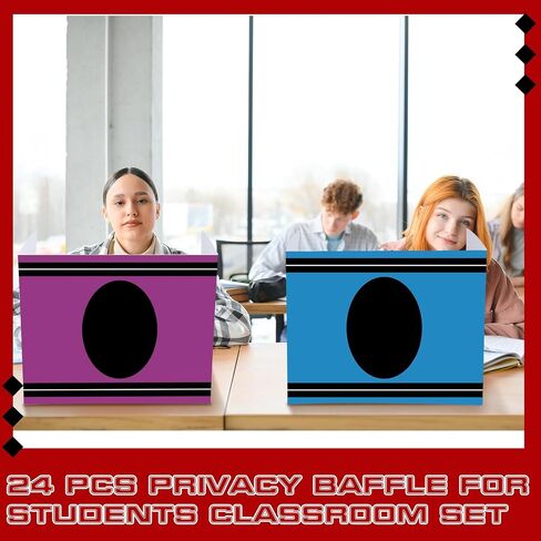 24 PCS لوحات خصوصية للطلاب تلوين موضوع Solid Classroom Divide Dipider Trifold Cardboard Table Bolders Privers for Teacher Student Study Test in Kuwait