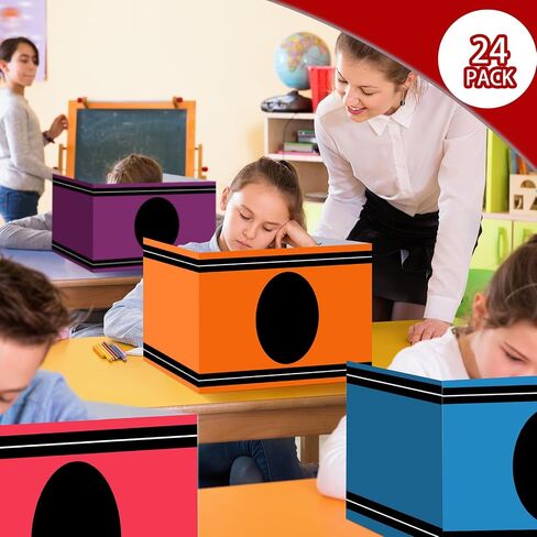 24 PCS لوحات خصوصية للطلاب تلوين موضوع Solid Classroom Divide Dipider Trifold Cardboard Table Bolders Privers for Teacher Student Study Test in Kuwait