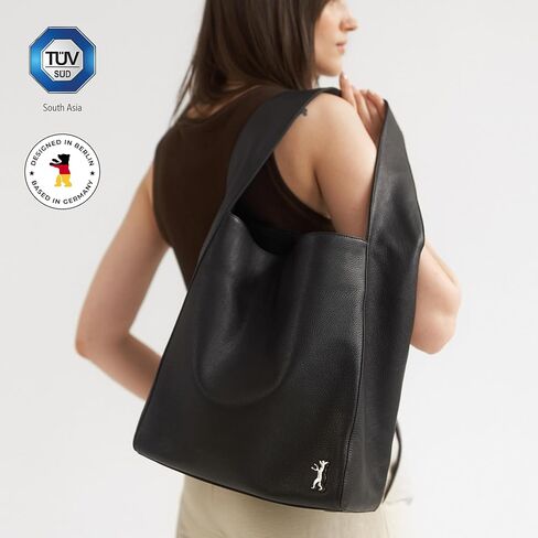 Berliner Bags Shopper Atlanta Leather Women's Bag Large Shoulder Bag Hobo Bag Shoulder Bag Tote Black, black, Minimal in Kuwait
