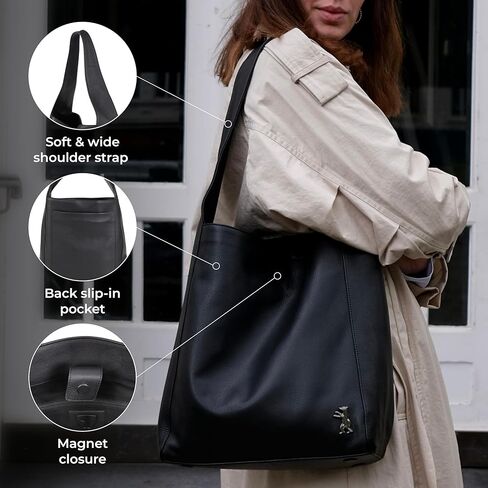 Berliner Bags Shopper Atlanta Leather Women's Bag Large Shoulder Bag Hobo Bag Shoulder Bag Tote Black, black, Minimal in Kuwait