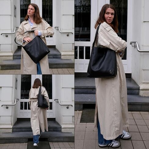 Berliner Bags Shopper Atlanta Leather Women's Bag Large Shoulder Bag Hobo Bag Shoulder Bag Tote Black, black, Minimal in Kuwait