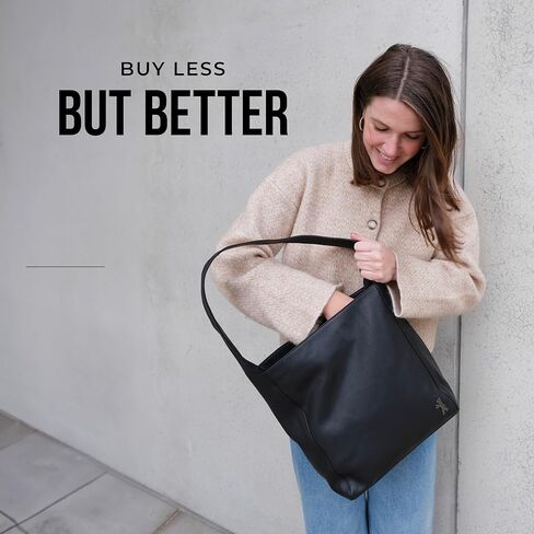 Berliner Bags Shopper Atlanta Leather Women's Bag Large Shoulder Bag Hobo Bag Shoulder Bag Tote Black, black, Minimal in Kuwait