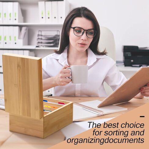 Henoyso 3 x 5 Inches Index Card Holder Set, Bamboo Recipe Box Organizer Index Cards Organizer, 50 Pcs Dividers 2 Sheets Alphabet Number Stickers File Note Holders for Office Business Home Kitchen in Saudi Arabia