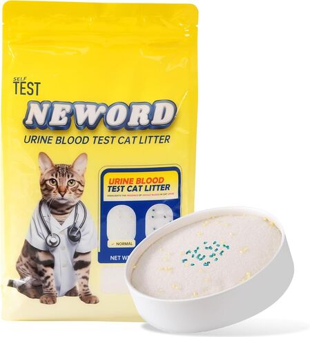 Neword Crystals Cat Sterter Health Monitor Resident Cater Cat Sterter - Deptection Deptection - يساعد في اكتشاف المخالفات في البول القط - القمامة الكريستالية غير المنقوشة مع هلام السيليكا 8 رطل. شنطة in Kuwait