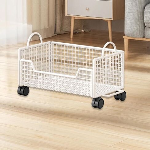 Rolling Book Cart with Wheels Mobile File Cart Bookshelf Multifunctional Storage Organizer 16.54x9.45x10.24 inch for Office Kitchen Pantry- White in Kuwait