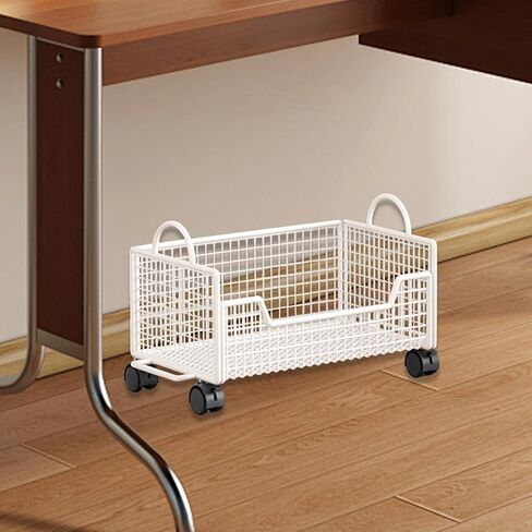 Rolling Book Cart with Wheels Mobile File Cart Bookshelf Multifunctional Storage Organizer 16.54x9.45x10.24 inch for Office Kitchen Pantry- White in Kuwait