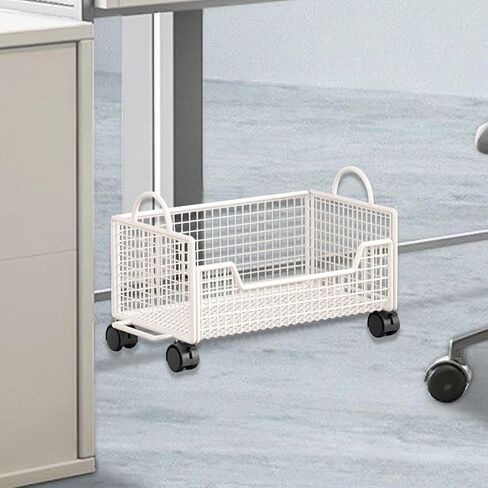 Rolling Book Cart with Wheels Mobile File Cart Bookshelf Multifunctional Storage Organizer 16.54x9.45x10.24 inch for Office Kitchen Pantry- White in Kuwait