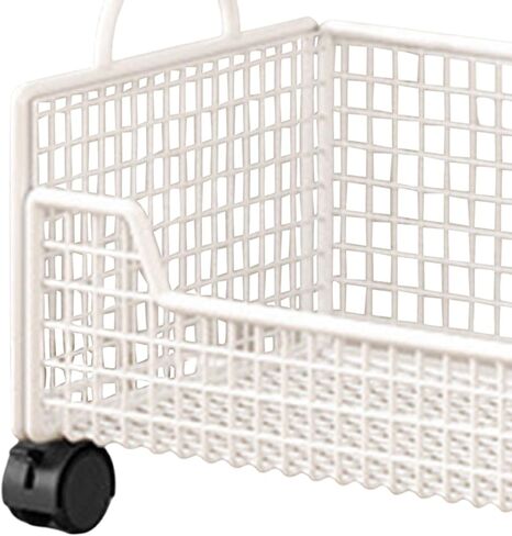 Rolling Book Cart with Wheels Mobile File Cart Bookshelf Multifunctional Storage Organizer 16.54x9.45x10.24 inch for Office Kitchen Pantry- White in Kuwait