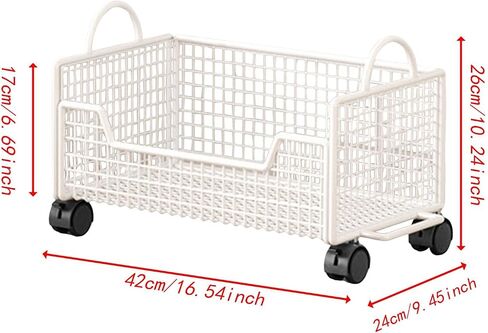 Rolling Book Cart with Wheels Mobile File Cart Bookshelf Multifunctional Storage Organizer 16.54x9.45x10.24 inch for Office Kitchen Pantry- White in Kuwait