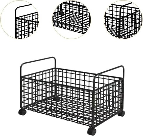 Rolling Book Cart Under Desk Organizer with Wheels, Metal Storage Utility Cart for Office Books, Craft Supplies, Toys, Kids Room, Size M (14.57x9.45x10.24inch)- Medium in Saudi Arabia
