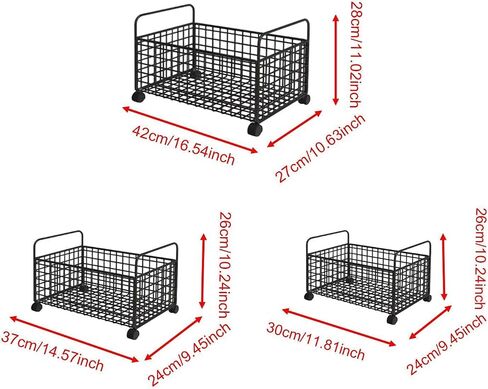 Rolling Book Cart Under Desk Organizer with Wheels, Metal Storage Utility Cart for Office Books, Craft Supplies, Toys, Kids Room, Size M (14.57x9.45x10.24inch)- Medium in Saudi Arabia