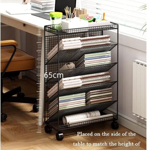 6tier Metal Bookshelf Cart مع عربات الأنيقة القابلة للقفل WheelSmodern for Books Magazines Files & AlbumsversaL in Kuwait