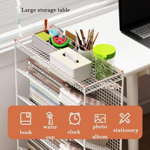 6tier Metal Bookshelf Cart مع عربات الأنيقة القابلة للقفل WheelSmodern for Books Magazines Files & AlbumsversaL in Kuwait