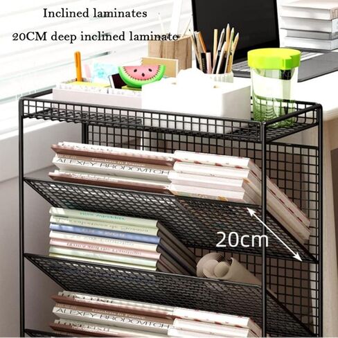 6tier Metal Bookshelf Cart مع عربات الأنيقة القابلة للقفل WheelSmodern for Books Magazines Files & AlbumsversaL in Kuwait