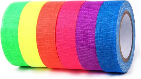 6 rolls شريط الفلورسنت النيون شريط الضوء الأسود لزخارف الحفلات توهج الظلام سهل التقدم للمراحل والاستوديوهات in Kuwait