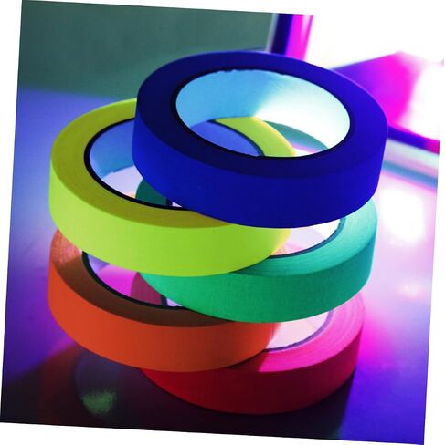 6 rolls شريط الفلورسنت النيون شريط الضوء الأسود لزخارف الحفلات توهج الظلام سهل التقدم للمراحل والاستوديوهات in Kuwait