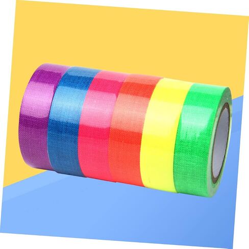 6 rolls شريط الفلورسنت النيون شريط الضوء الأسود لزخارف الحفلات توهج الظلام سهل التقدم للمراحل والاستوديوهات in Kuwait